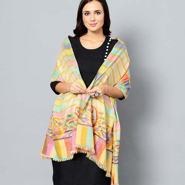 Multicolored Kani Palla Cashmere Ladies Pashmina Shawl