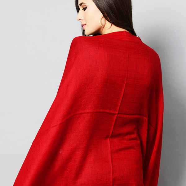Red Colored Handwoven Cashmere Pashmina Stole