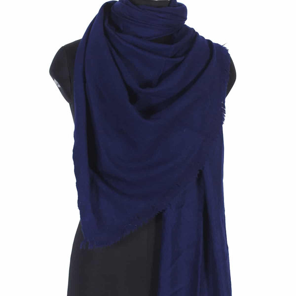 GI Certified Navy Blue Solid Pashmina Stole