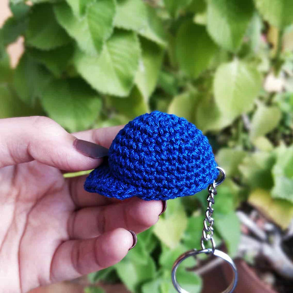 Mini Blue Cap and Baby Romper Keychains