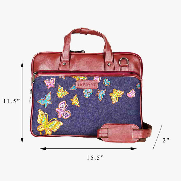 Butterfly Embroidered Stylish Office Laptop Sling Bag