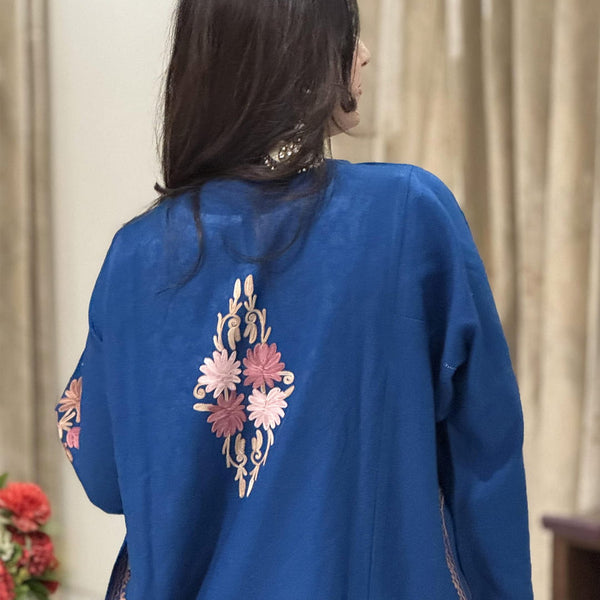 Royal Blue Designer Kashmiri Phiran with Aari Embroidery
