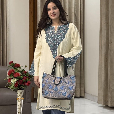 Mughal Ivory Chinar Embroidered Pheran