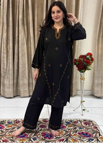 Elegant Black Coord Set Featuring Hand Sozni Work