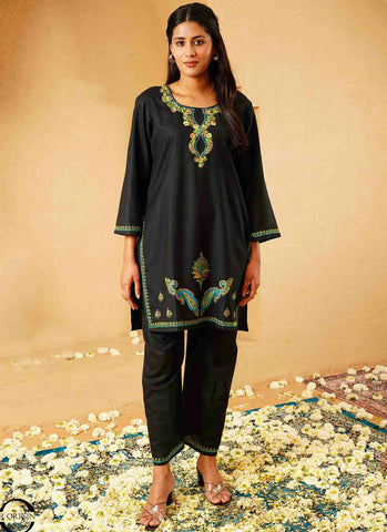 Elegant Black Co-Ord Set | Hand-Embroidered