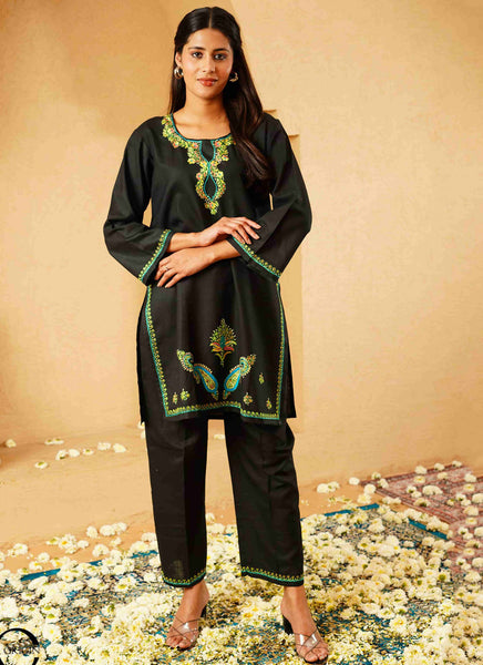 Elegant Black Co-Ord Set | Hand-Embroidered