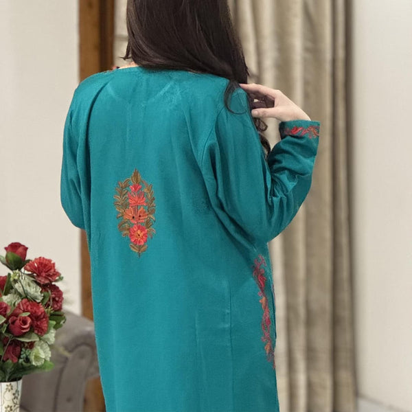 Sea Green Kashmiri Phiran with Exquisite Aari Detailing