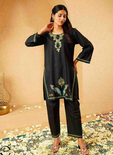 Elegant Black Co-Ord Set | Hand-Embroidered