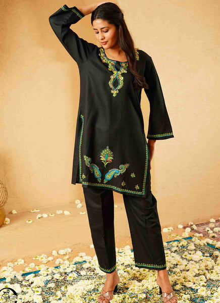 Elegant Black Co-Ord Set | Hand-Embroidered