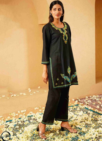 Elegant Black Co-Ord Set | Hand-Embroidered