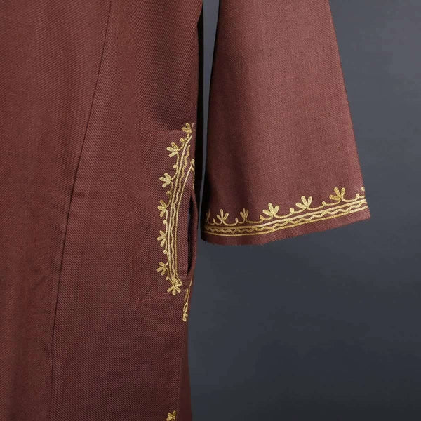 Brown Kashmiri Phiran with Floral Embroidery