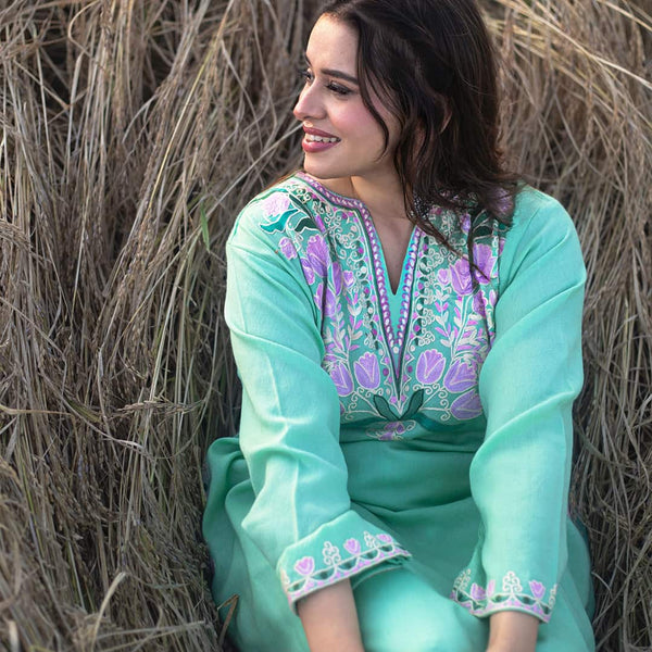 Mint Pheran | Hand Embroidered