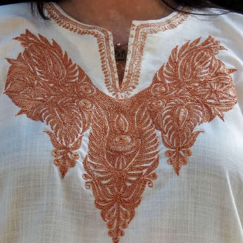 Vanilla White Tilla Embroidered Phiran