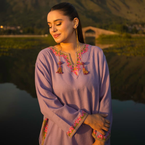 Lilac Phiran | Hand Embroidered