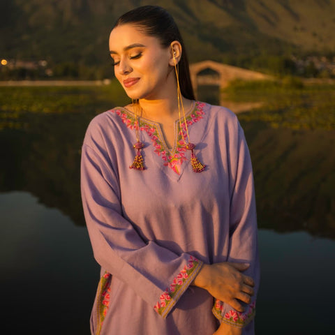 Lilac Phiran | Hand Embroidered