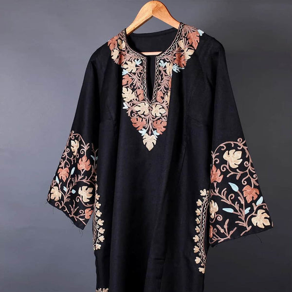 Black Woolen Phiran | Aari Embroidered