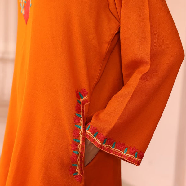 Orange Phiran | Hand Embroidered