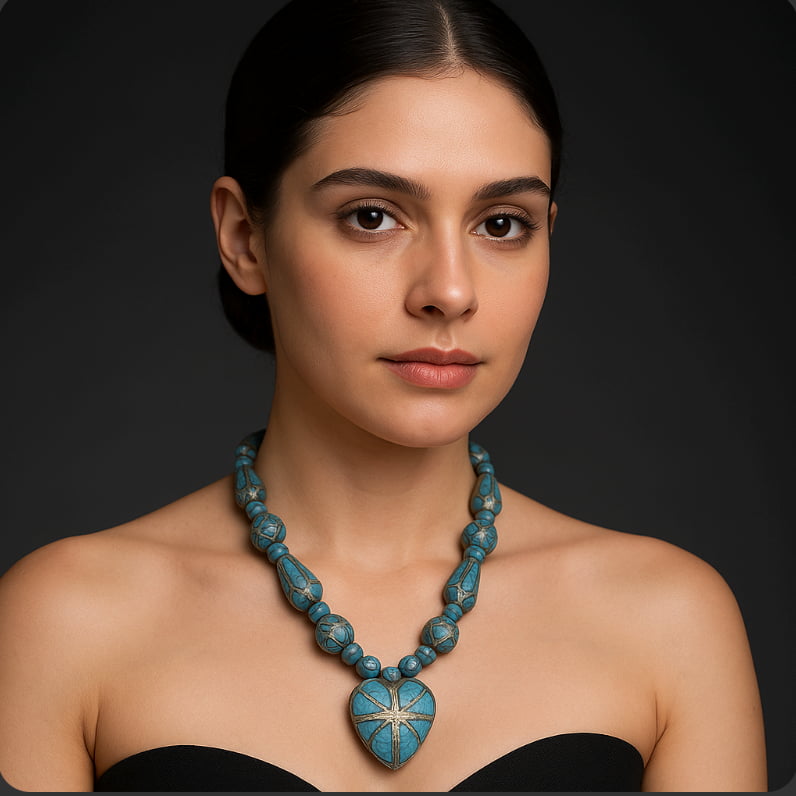 Turquoise Ring Chain Handmade Necklace