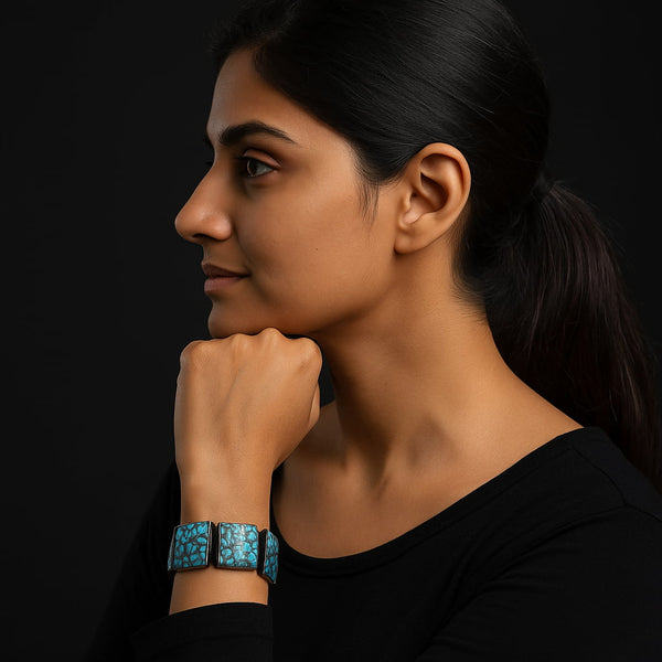 Square Shaped Handmade Turquoise Bracelet