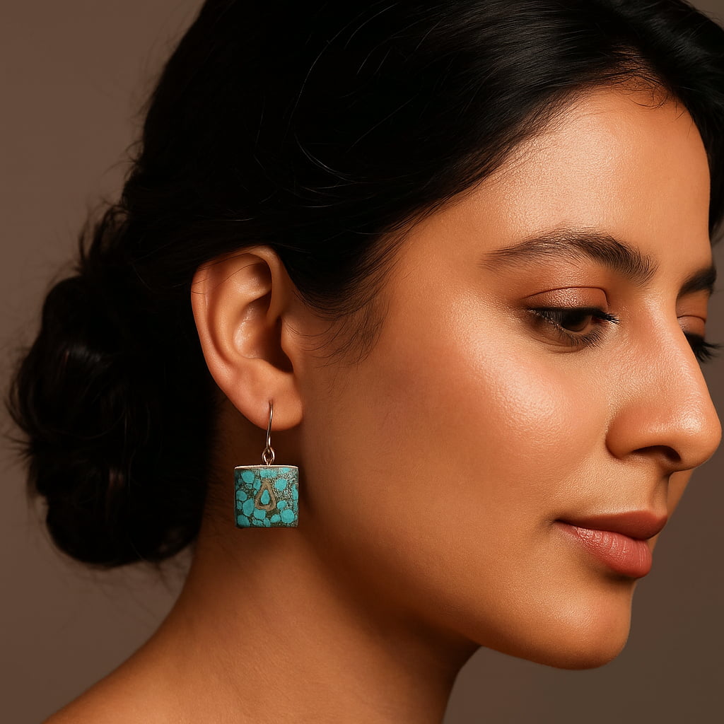 Handmade Turquoise Square Earring