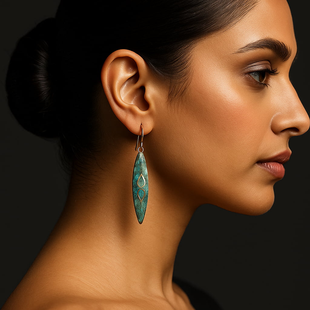 Green Coloured  Handmade Turquoise Earring