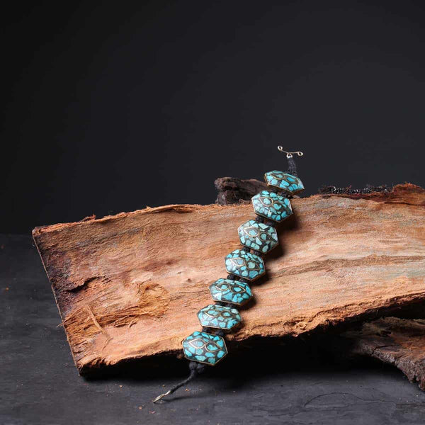 Hexagonal Handmade Turquoise Kashmiri Bracelet