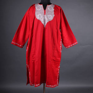Red Tilla Embroidered Woolen Phiran