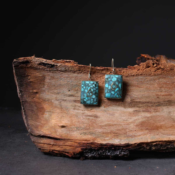 Handmade Turquoise Rectangular Earring