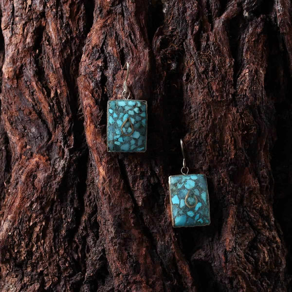Handmade Turquoise Rectangular Earring