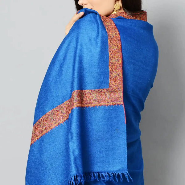 Blue & Golden Color Luxury Cashmere Pashmina Ladies Shawl