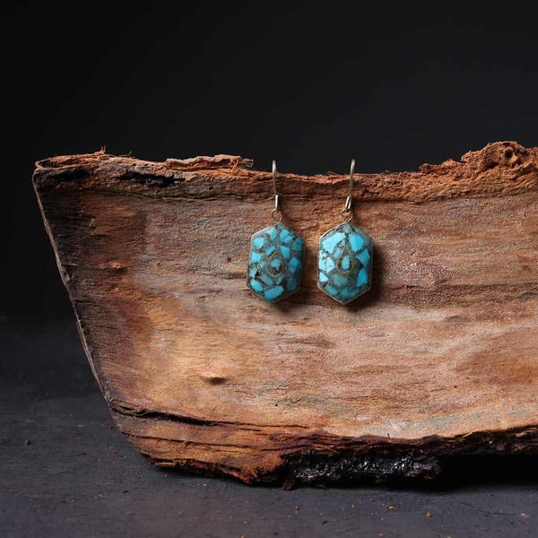 Handmade Hexagonal  Turquoise Earring