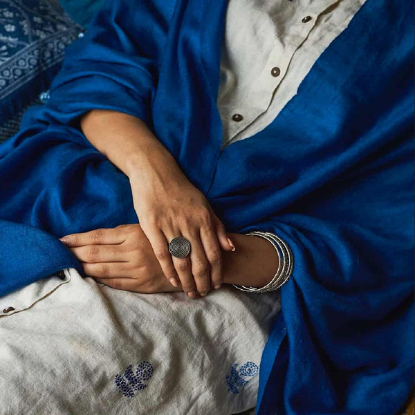 Blue Pashmina Stole | Handwoven