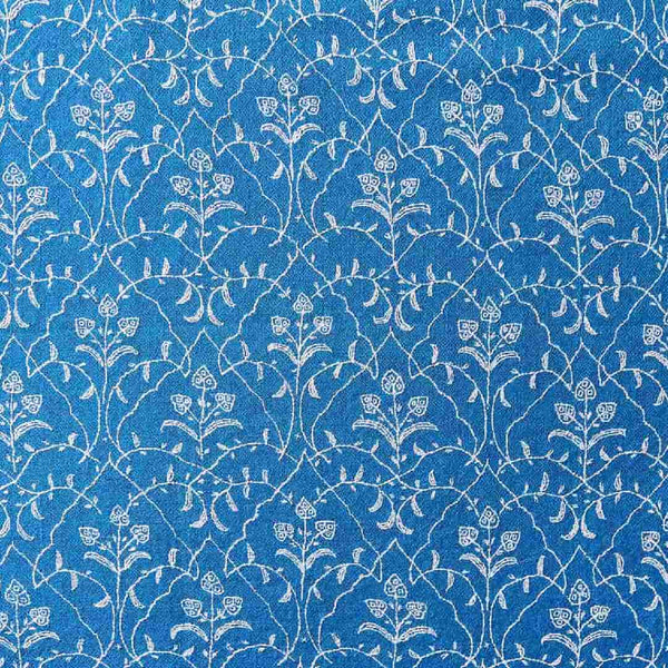 Blue Sozni Pashmina Stole | Hand Embroidered