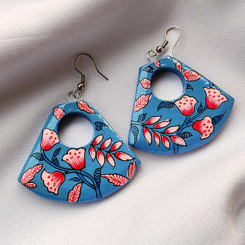 Blue & Pink Ladies Paper Mache Earrings