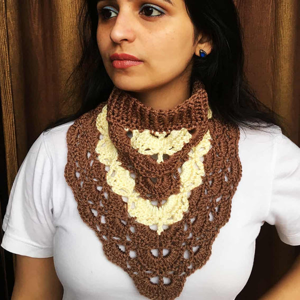 Brown Hand Crocheted Designer Bandana