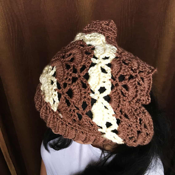 Brown Hand Crocheted Designer Bandana