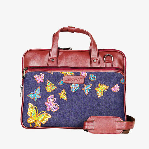Butterfly Embroidered Stylish Office Laptop Sling Bag