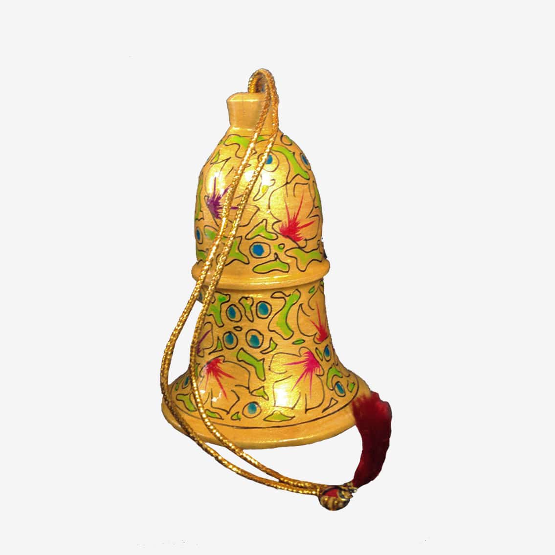 Yellow Colored Paper Mache Hanging Bell (Assorted)