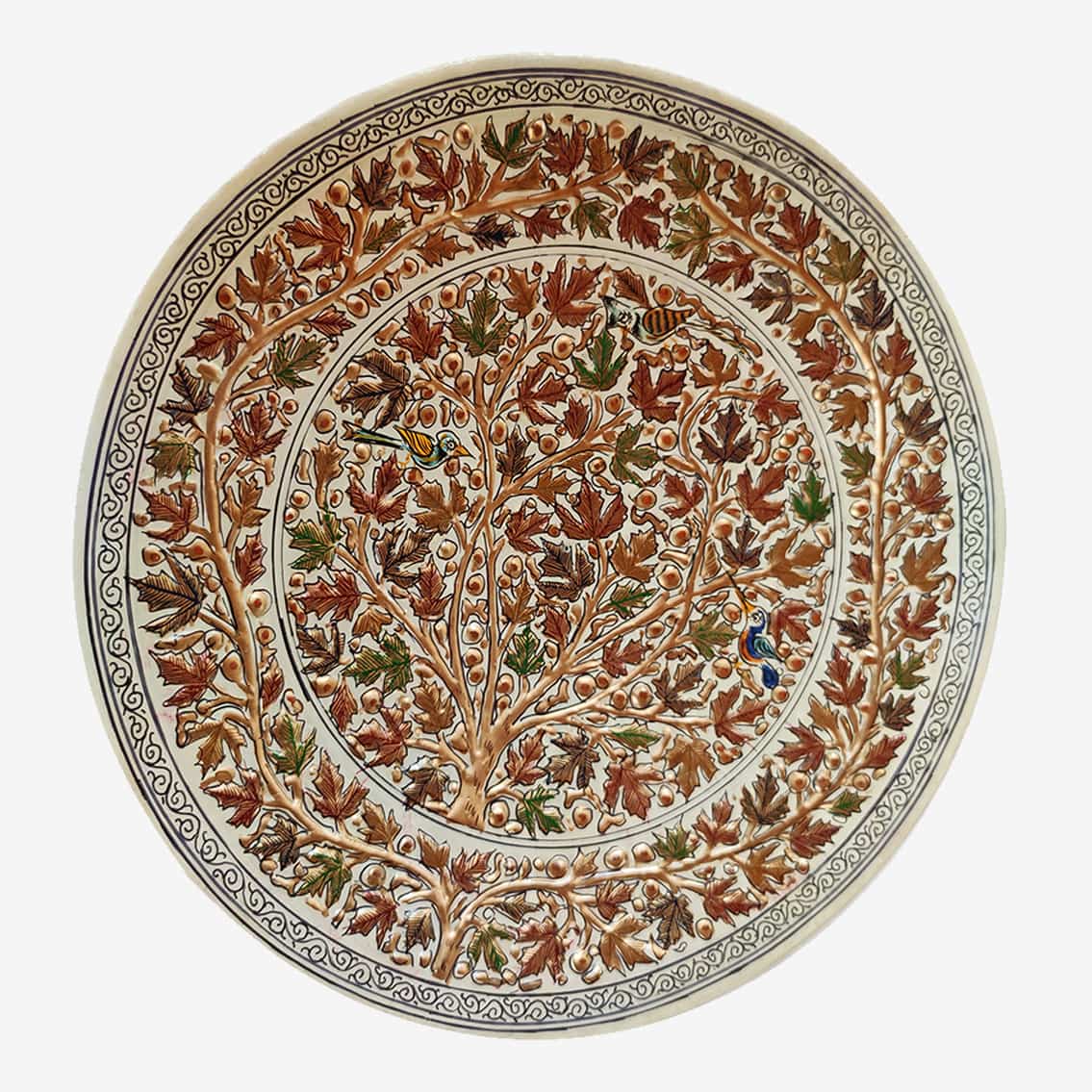 Chinar Embossed Paper Mache Wall Plate