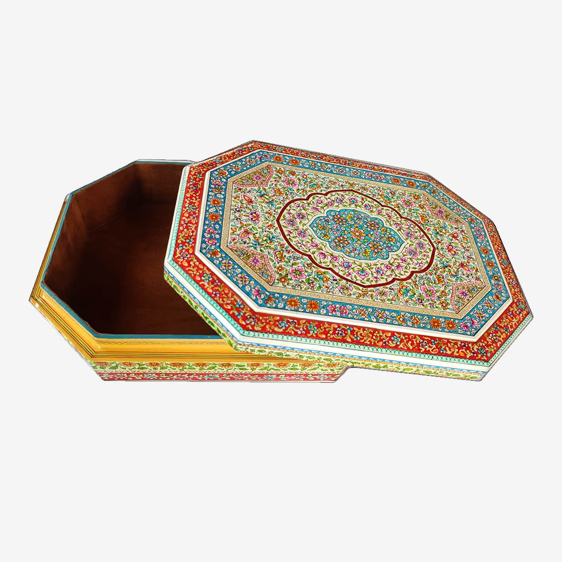 Floral Designed Octagon Paper Mache Box
