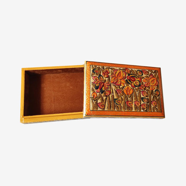 Floral Embossed Paper Mache Flat Box