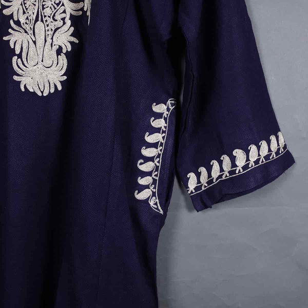 Zari Embroidered Blue Kashmiri Phiran