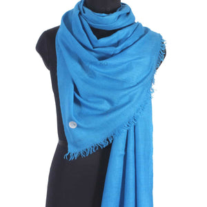 GI Certified Blue Solid Pashmina Stole