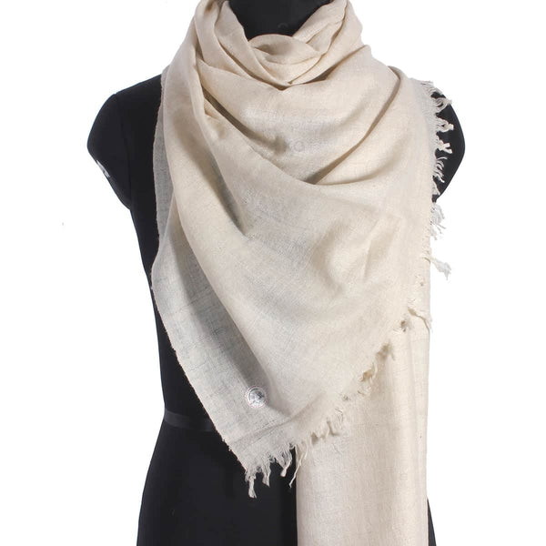 GI Certified White Solid Pashmina Stole