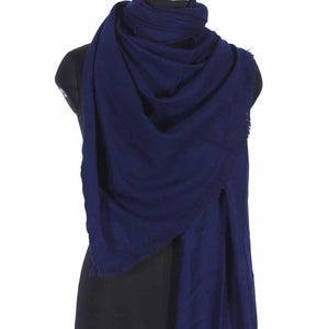 GI Certified Navy Blue Solid Pashmina Stole