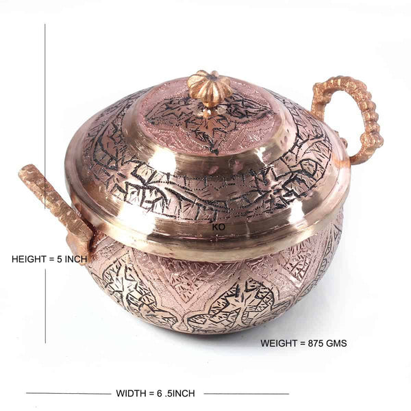 Hand-Engraved Copper Bowl (Set of 1 pc)