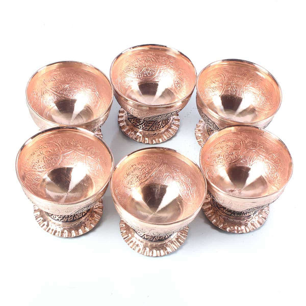 Hand-Engraved  Copper Ice Cream Cup (Set of 6 pcs)
