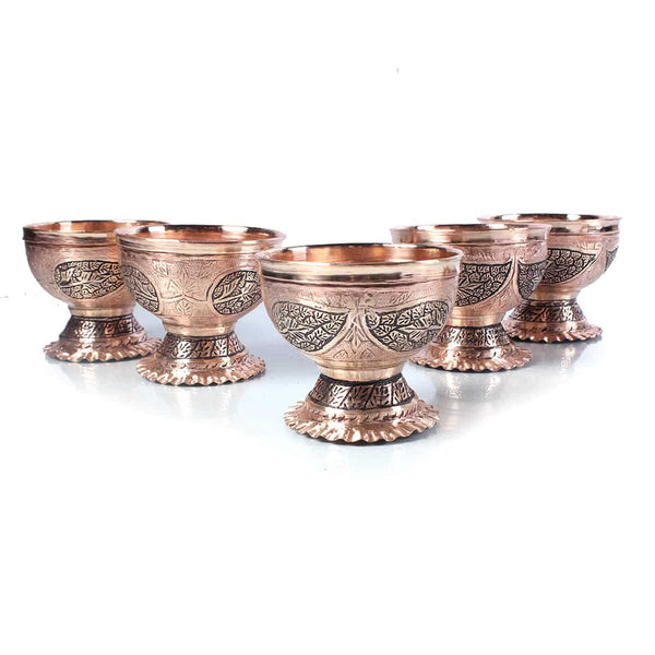 Hand-Engraved  Copper Ice Cream Cup (Set of 6 pcs)