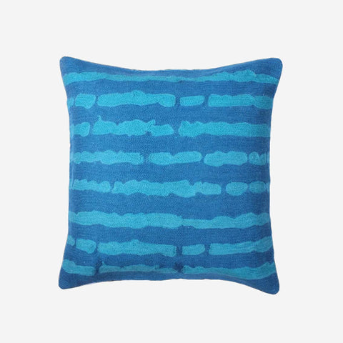 Blue Striped Handcrafted Cushion Cover