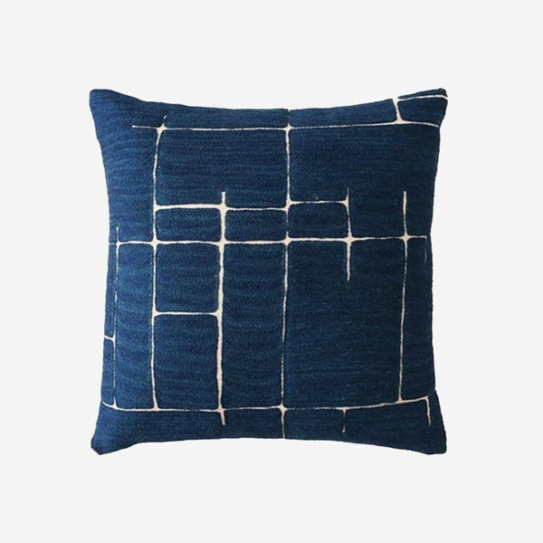 Blue Chain Stitched Cushion Cover